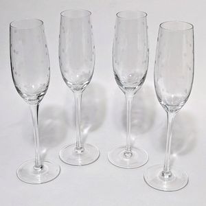 Kate Spade Lenox Set of 4 Larabee Dot Crystal Flutes Champagne Glasses 10 1/4"